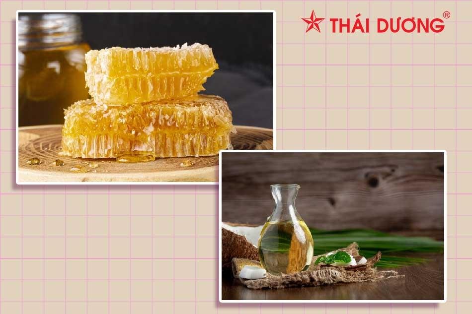 Ảnh: Mật ong và dầu dừa chăm sóc da khô