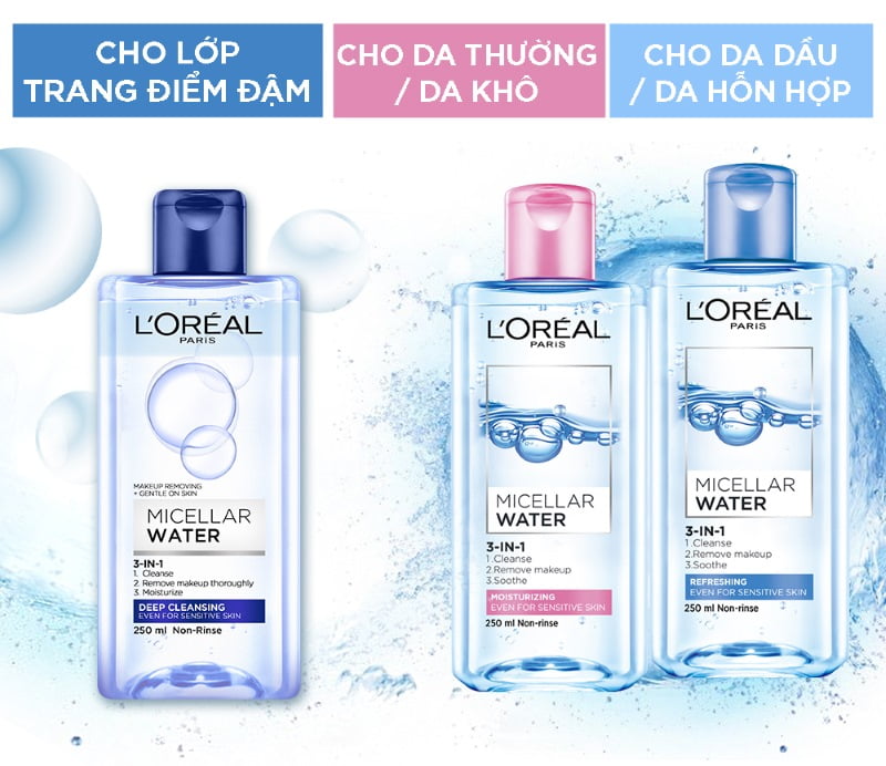 Nước tẩy trang L’Oreal Paris Micellar Water 3-in-1